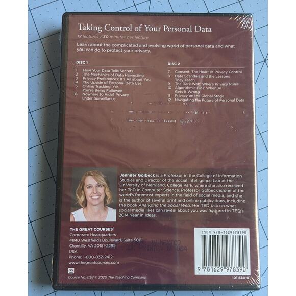 NEW Sealed Taking Control of Your Personal Data Golbeck-2 DVD & Course Book - Picture 2 of 2